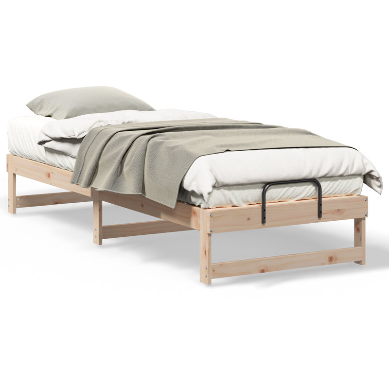 Bed Frame With Carry Handles Solid Pine Wood, European Single (90 x 200 cm), Brown