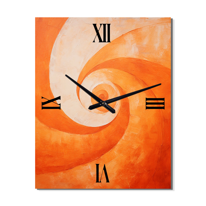 Horloge murale Tangerine Twist Spriral I - Spirales abstraites, Très grand