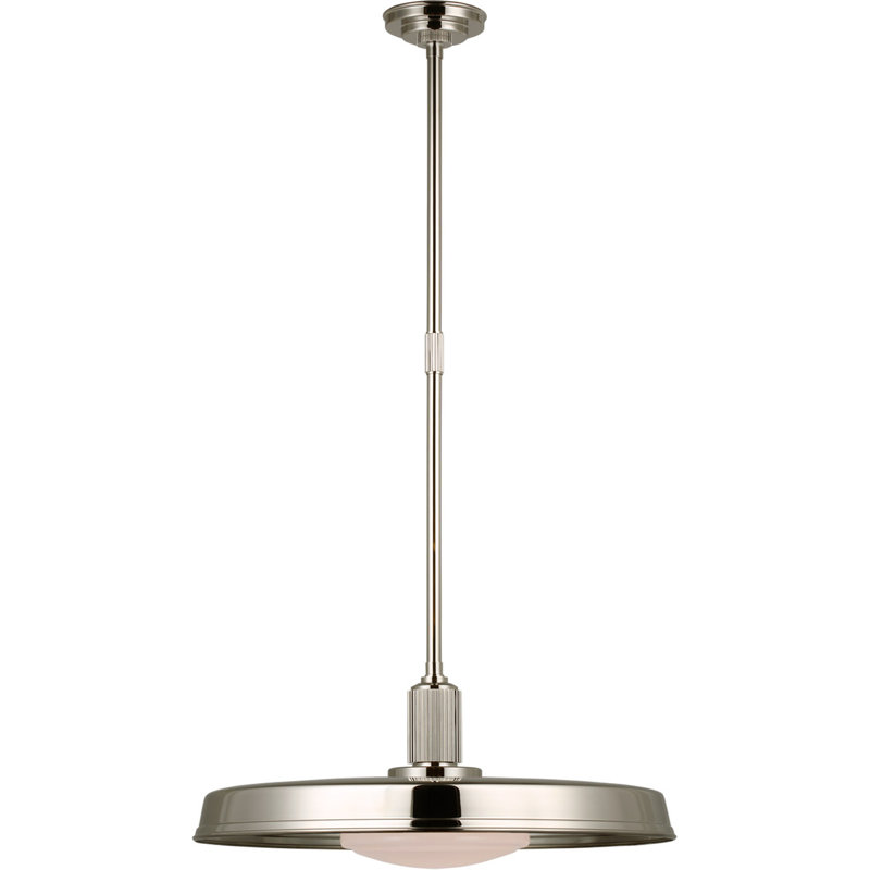 Chapman & Myers Ruhlmann Factory Pendant, 46.25" H x 24" W x 24" D, White/Polished Nickel, Polished Nickel