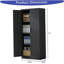 Armoire de rangement en métal 71 po H, armoire verrouillable en acier à outils noir avec portes et 3 tablettes, grands classeurs pour systèmes de rangement de garage-1555269528