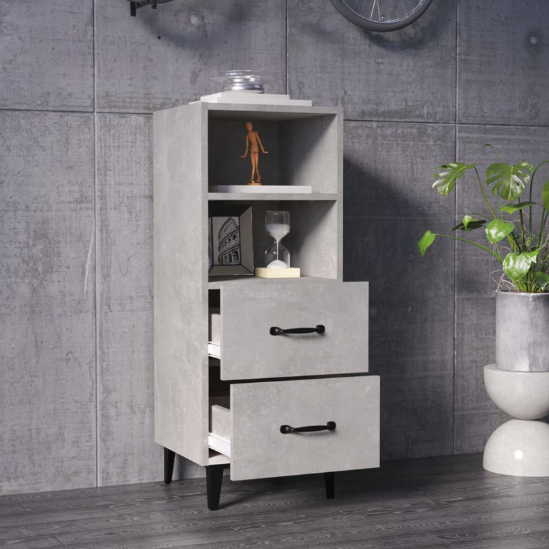 Kassel 34.5 cm W Sideboard, Concrete Grey/Black