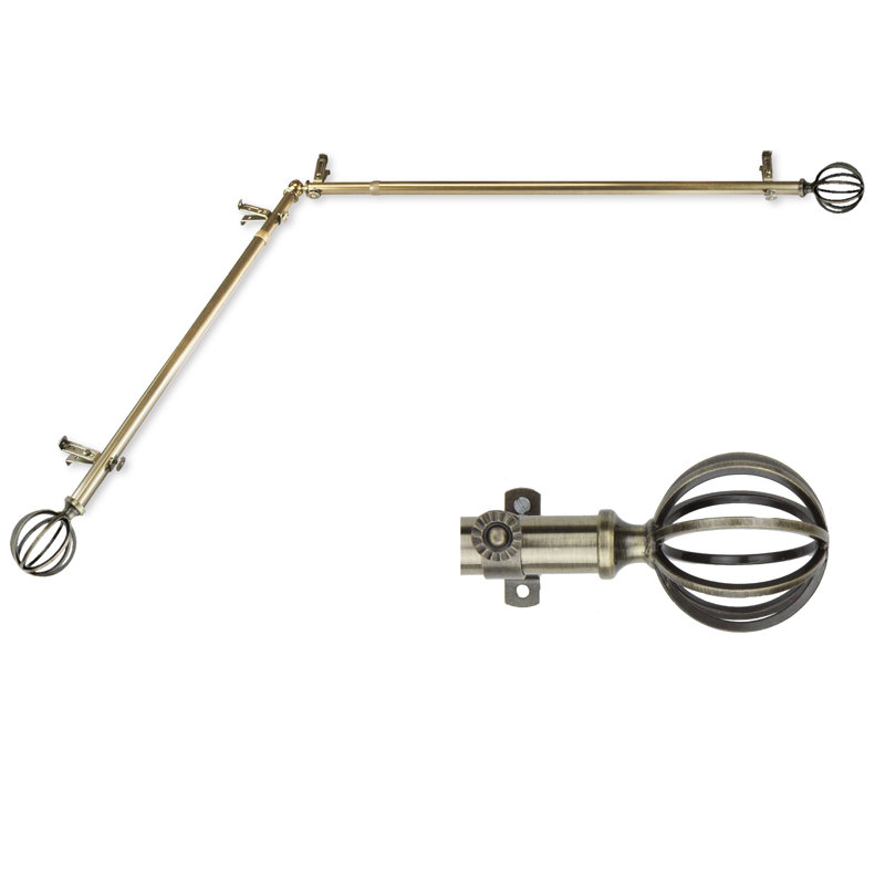 Tringle à rideaux simple réglable 0,75 po Caden, De 28 po à 48 po de largeur, Laiton antique