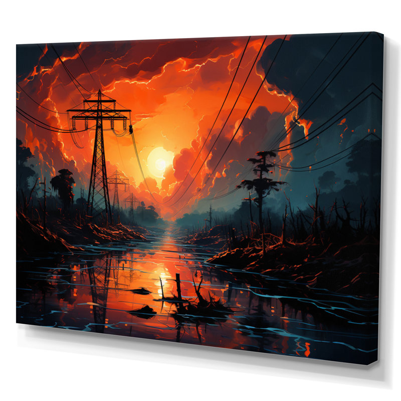 «Power Lines Ethereal Connections II», reproduction sur toile, Toile tendue, H 12 po x l 20 po x P 1 po