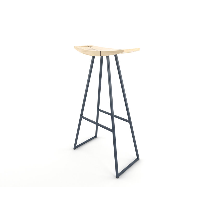 Robert Counter Stool with Metal Frame, Maple, Bar Stool (30" Seat Height), Navy