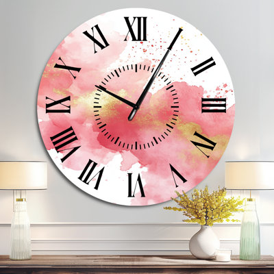 Soft Blush Radiance - Minimalist Silent Metal Wall Clock, Printed on Metal