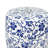 Blue and White Ceramic Bench with Scroll Pattern