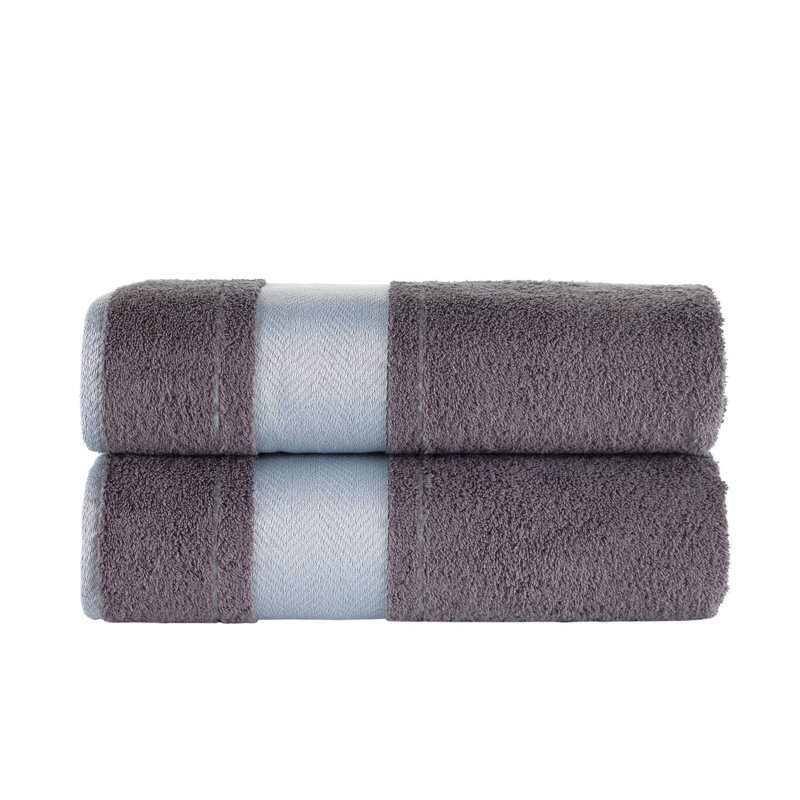 KAFTHAN Textile Fishbone Turkish Cotton Bath Towels, Dark Gray