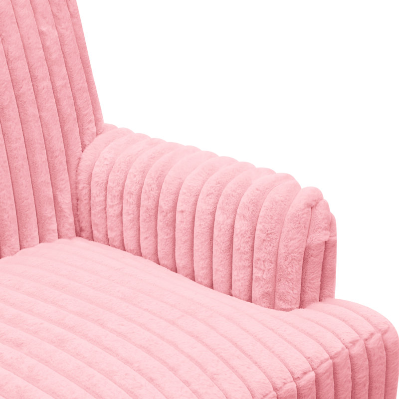 Chaises d'appoint confortables, chaise rose moderne en velours côtelé pour le salon