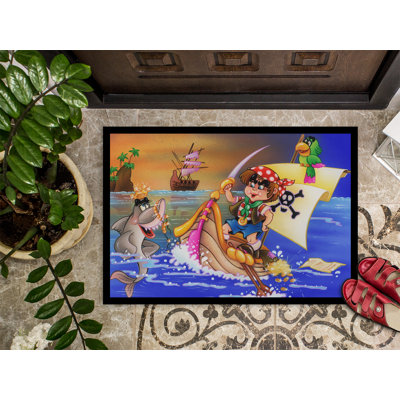 Tapis de porte extérieur pour jouer au pirate avec dauphin Boy
