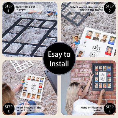School Year Picture Frame K-12 Collage Photo Graduation Solid Wood Frames For Wall Hanging And Table Top Display 13 Openings White K-12 Kindergarten To 12Th Grade High School Picture.