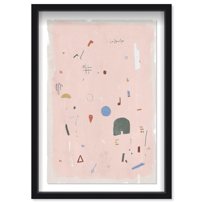 Oliver Gal Pieces of Me Blush Abstract - Luxury Shadowbox Framed Wall Art, 25.5" H x 17.5" W, Black