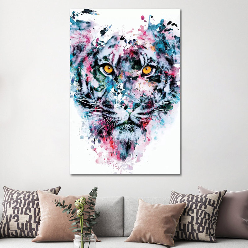 Tiger Blue by Riza Peker - Wrapped Canvas Painting, 152.5 cm H x 101.5 cm W