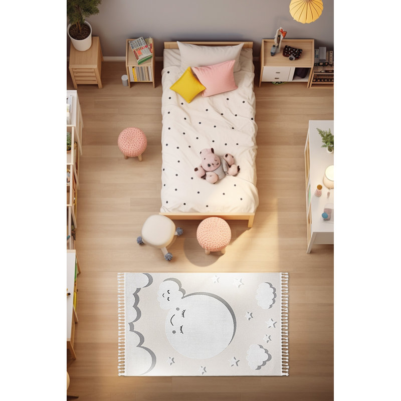 Tapis crème en polyester tissé à la machine 4 pi 4 po x 6 pi 3 po Quesenberry