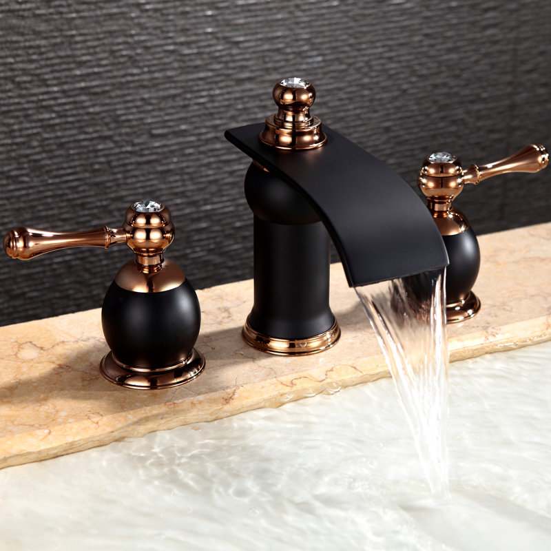 Widespread 2-handle Bathroom Faucet, Rose Gold/Oil Rubbed Bronze