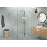 Halo 57 in. x 47 in. x 78 in. 90-degree Fully Frameless Glass Hinged Shower Enclosure
