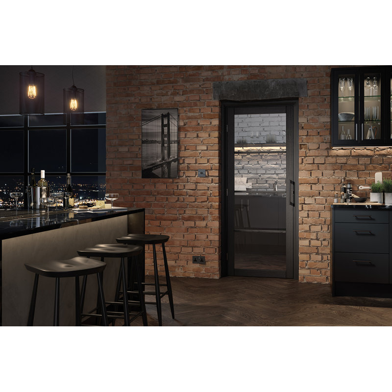 Soho 4L Glazed Dark Charocal Internal Door, 1981mm H x 686mm W x 35mm D