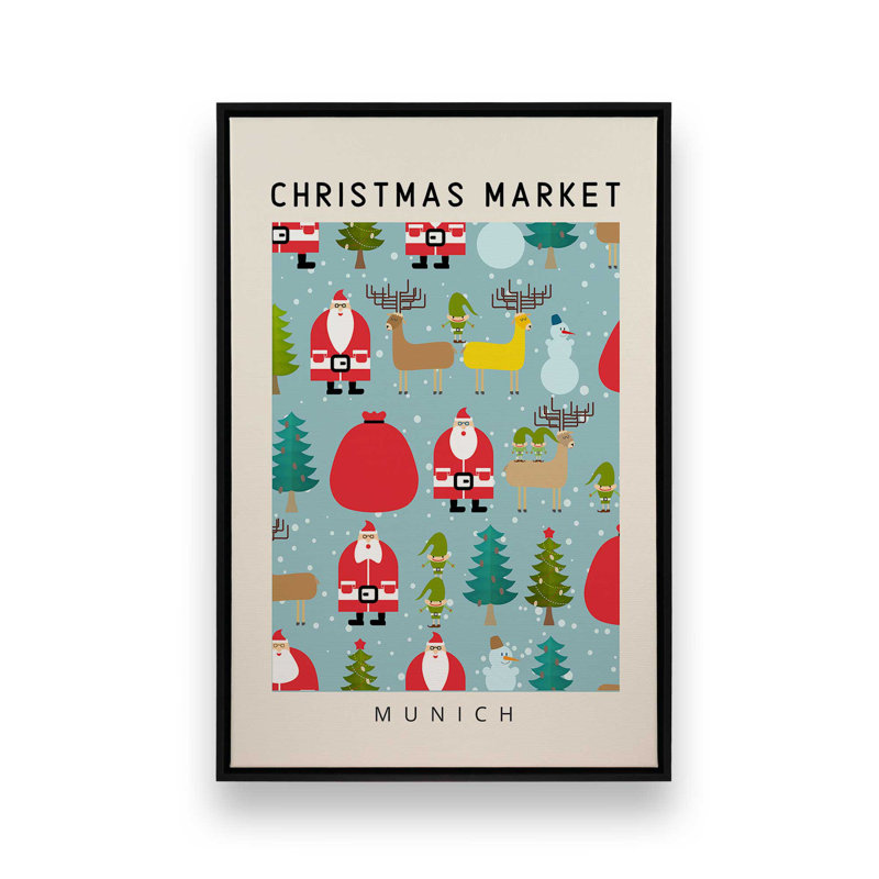 «Munich Christmas Market», reproduction sur toile, Cadre flottant noir, H 12,75 po x l 8,75 po