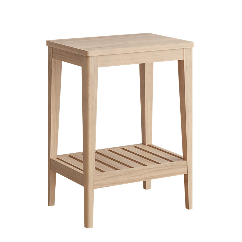Table de bout à 2 niveaux de 19 po avec tablette de rangement inférieure et finition grain de bois naturel
