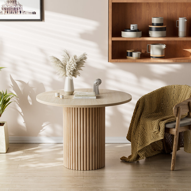 Table de salle à manger ronde pour 1-4 personnes, avec base en bois massif, H 29,9 po x L 39,9 po x l 39,9 po