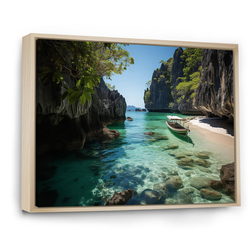 Perle de l'Orient, art mural Philippines, Cadre naturel flottant, H 12 po x l 20 po x P 1 po
