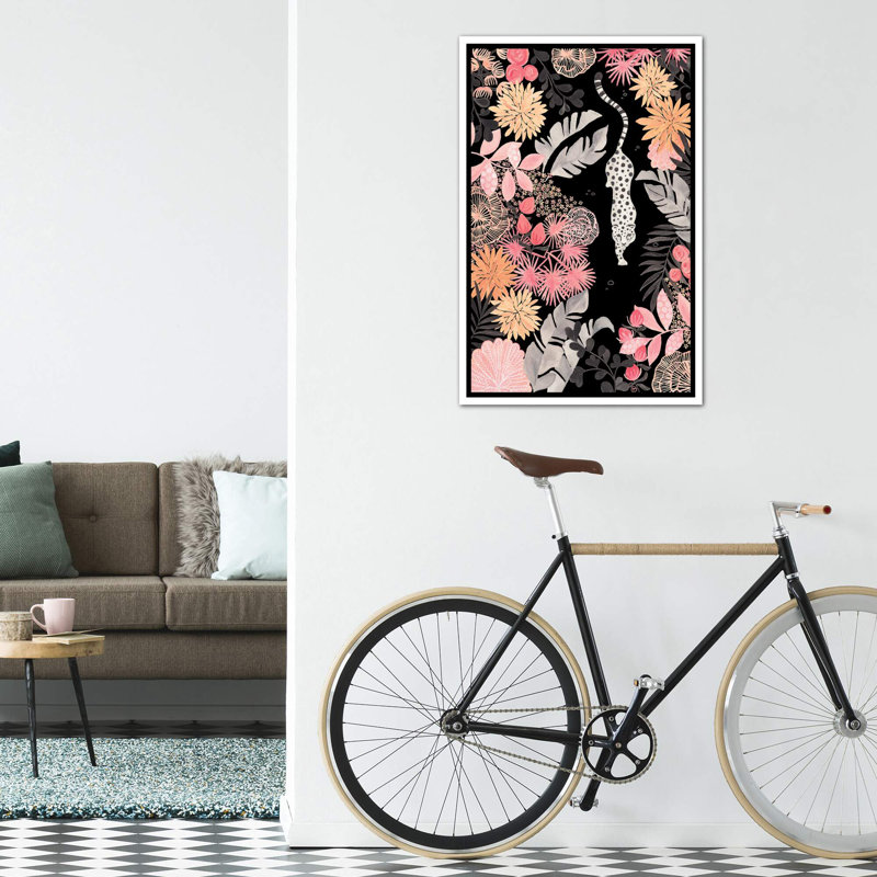 Art de pédoncule leopard, H 60 po x l 40po x P 1,5 po, Toile blanche encadrée