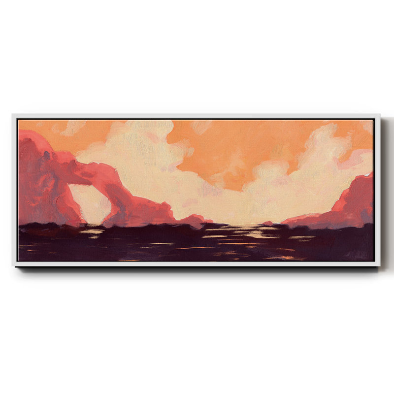 Pink Rock Coast I- Framed Canvas, 8" H x 20" W