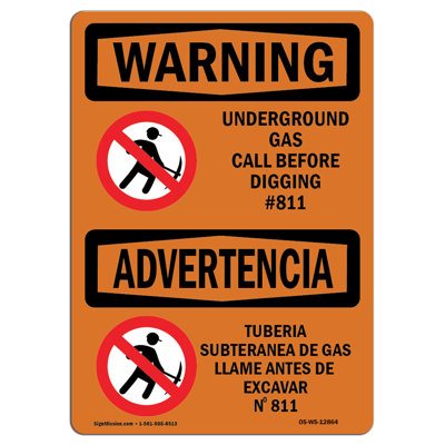Underground Gas Call #811 Bilingual Sign