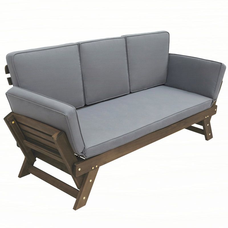 Canapé de patio réglable en bois, Gris, Brun