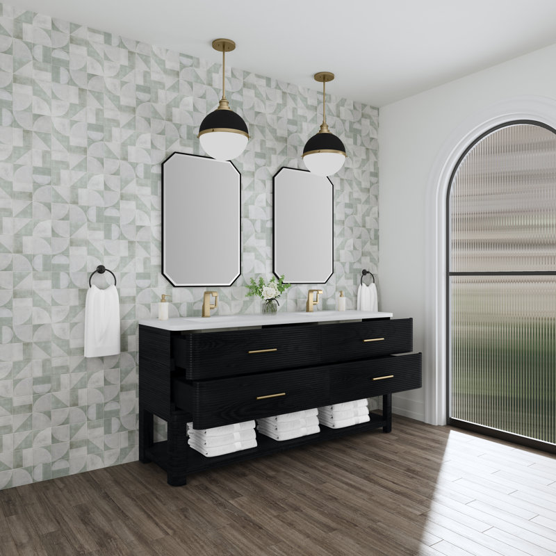 Lucian 72'' W Double Vanity, White Zeus, Single Hole
