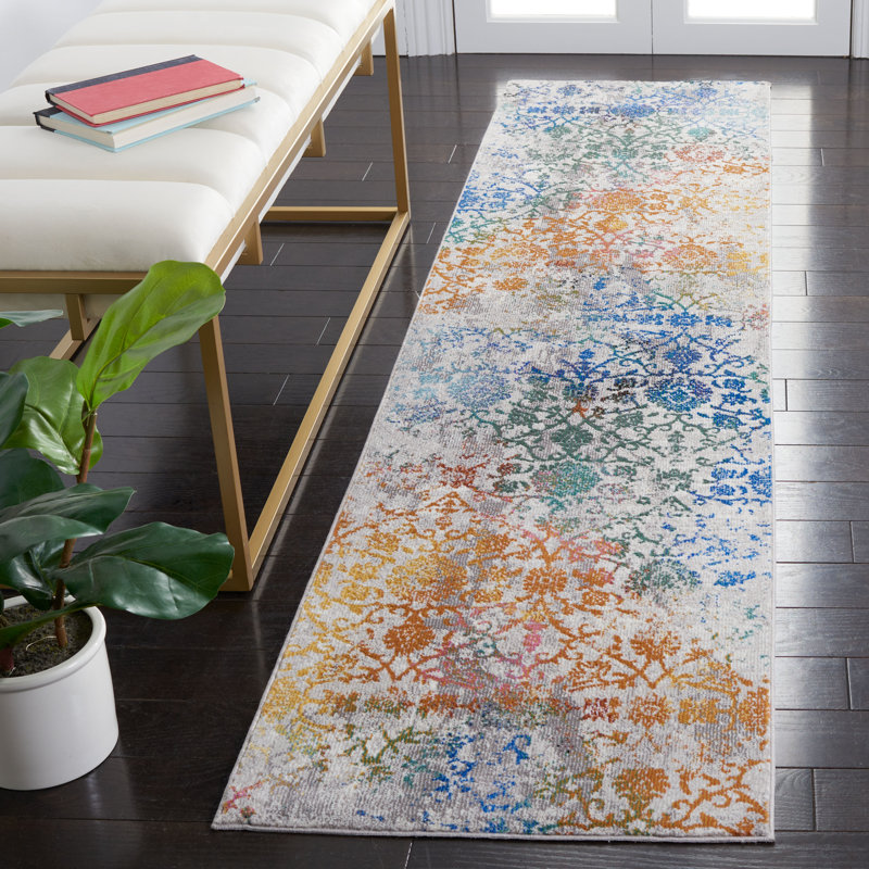Aria Performance Damask Rug, Runner 2' x 8'