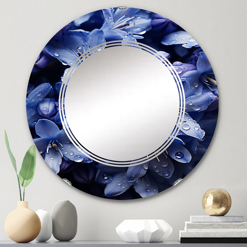 Hirondelle - Miroir mural floral rond, 24 po x 24 po
