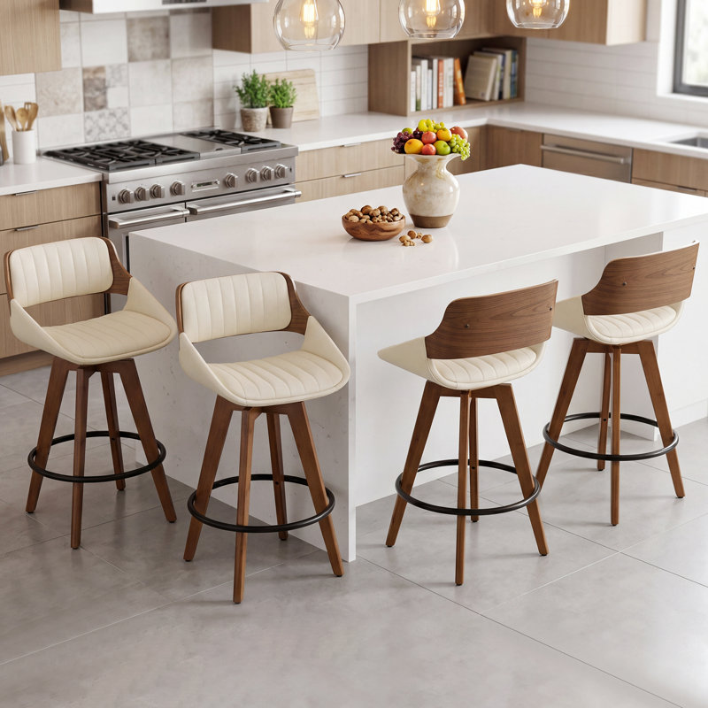 Jobani 65cm Swivel Bar Stool, Beige
