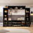 Starlin 102" Wide Entryway Hall Tree With Multi Shelves And Glass Door Cabinets-1466056614