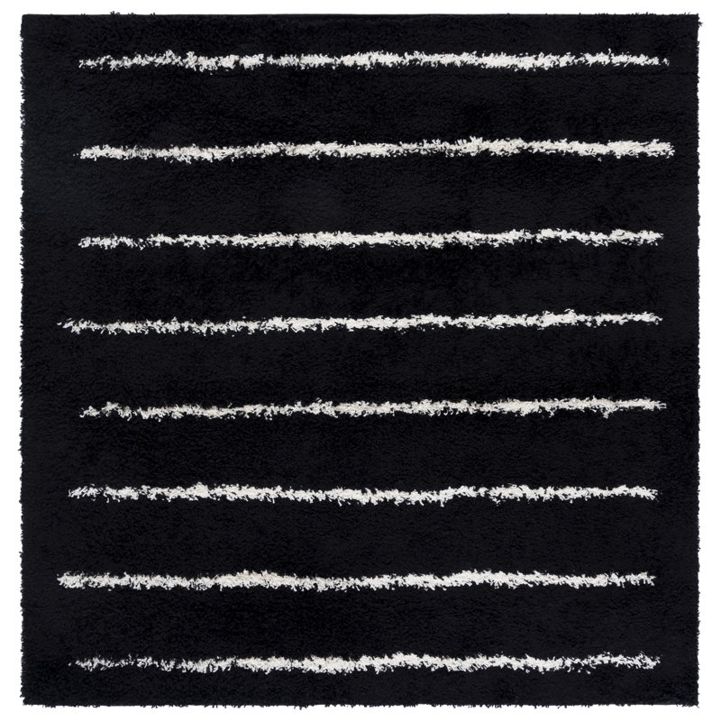 Tapis à poil long Venus 604 en ivoire / rose Venus, Carré 6 pi 7 po