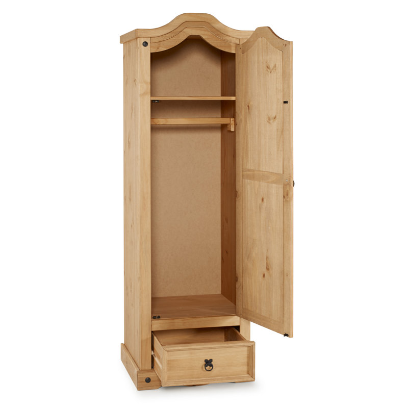 Bridewell 1 Door Solid Wood Wardrobe, Antique Wax