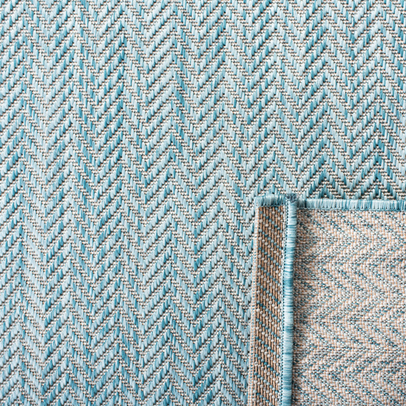 Autianna Grey/Navy Indoor/Outdoor Rug, Rectangle 69 x 201 cm