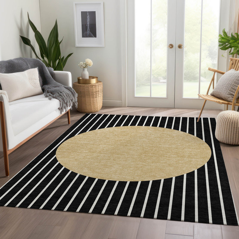 Tapis lavable à la machine de qualité supérieure à rayures AMF994, Rectangle 2 pi 6 po x 3 pi 10 po