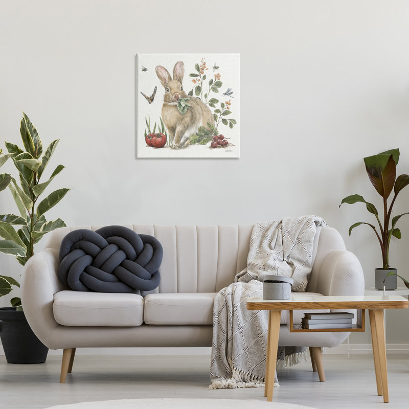 «Rabbit & Butterfly Garden» par Leslie Trimbach, H 24 po x l 24 po