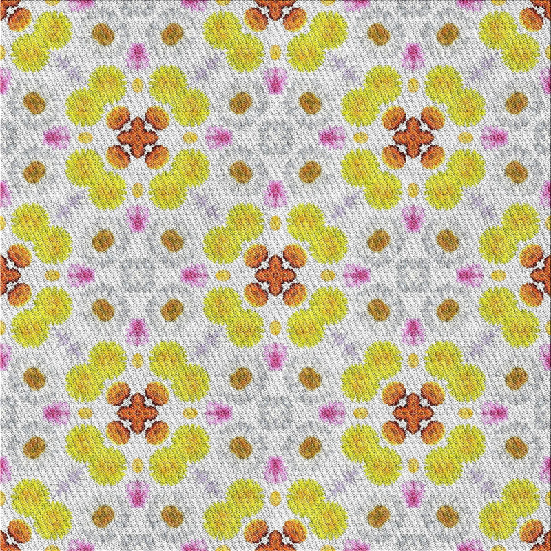 Tapis jaune/brun tissé à la machine, Carré 8 pi