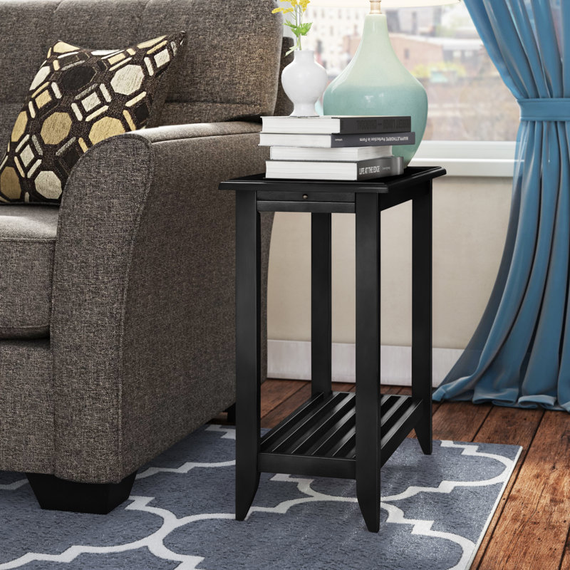 Parkhur End Table with Storage, Distressed Black Licorice
