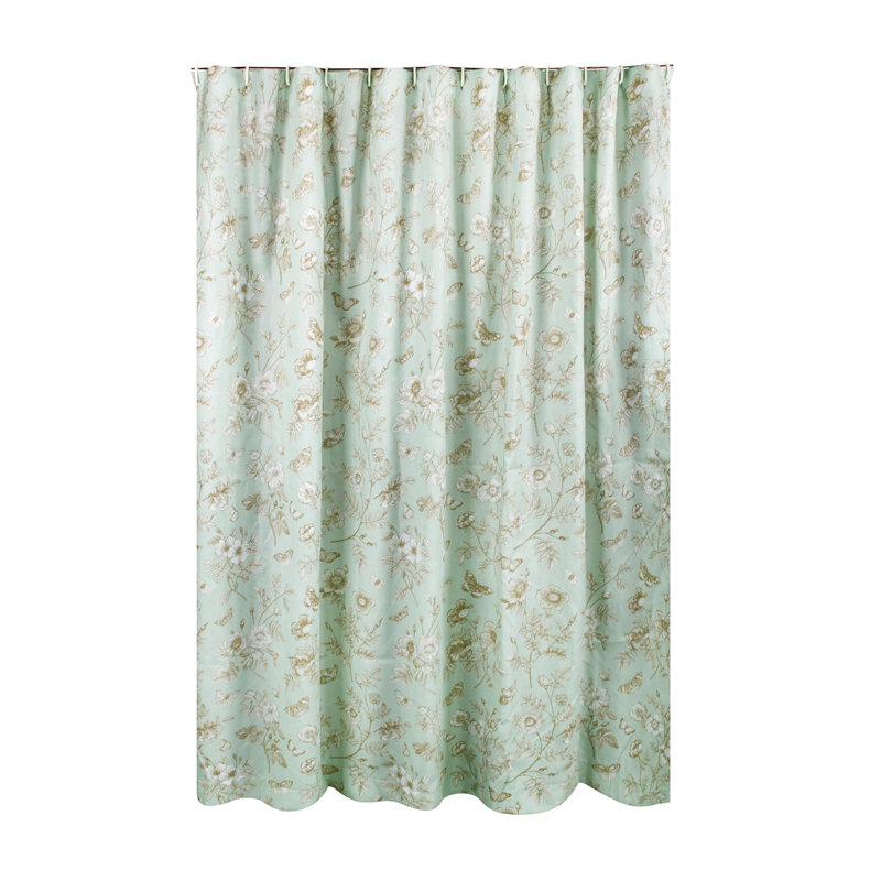  Vola Shower Curtain, Light Green Floral Pattern, Polyester
