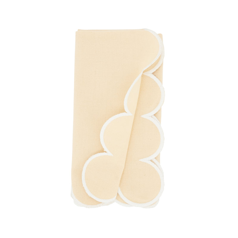 Ensemble de 4 serviettes de table en coton raffiné à bordure festonnée l 20 po x L 20 po, Rosé