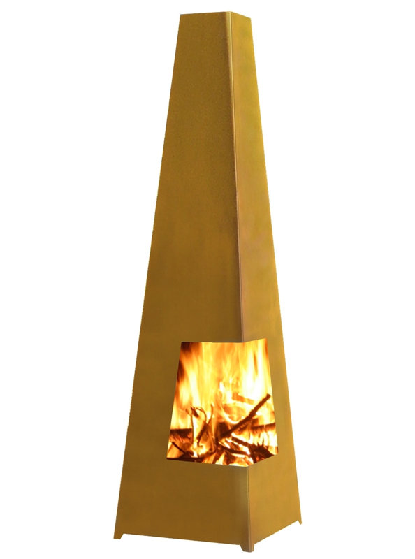 Rizo Square Steel Wood Burning Smokeless Chimnea, 122 cm H x 37 cm W x 37 cm D, Black