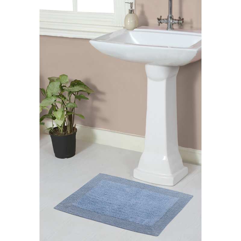 Tapis de bain réversible de couleur unie BRUSS, Bleu, L 17 po x L 24 po