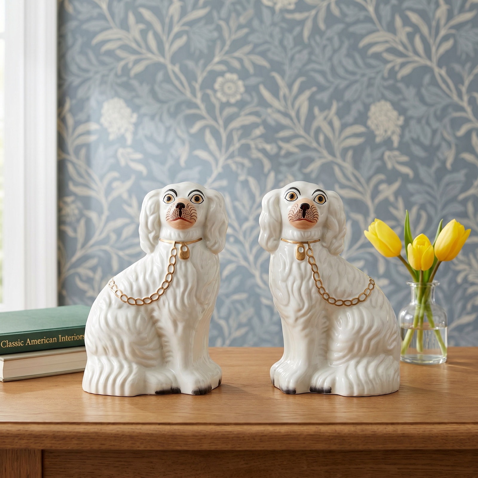 2-Piece Staffordshire Dog Ceramic Sculpture