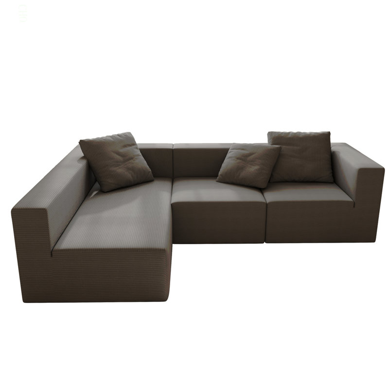 L Shaped Modular Sectional Couches Sofa,110" Corduroy Boneless Couches With Deep Seat And Movable Ottoman,Comfy Cloud Sofa For Living Room Bedroom,No Assembly (3 Seater)