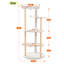 Tour à chat en bois pour chats d'intérieur, maisonnette grimpante à 5 niveaux avec poteaux à griffer en sisal beige