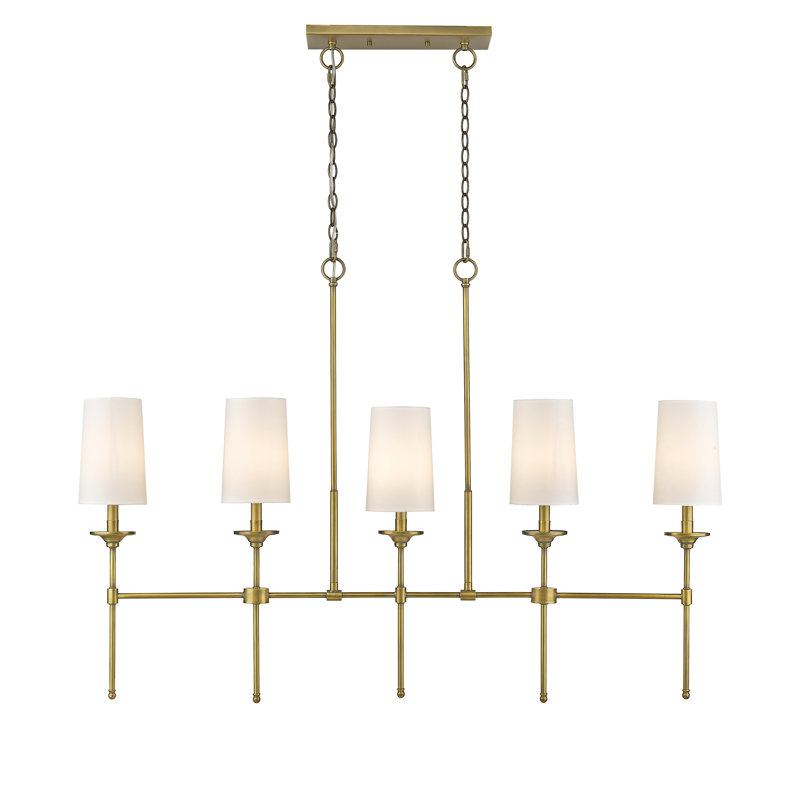 Kinley 5 - Light Dimmable Linear Chandelier, Rubbed Brass