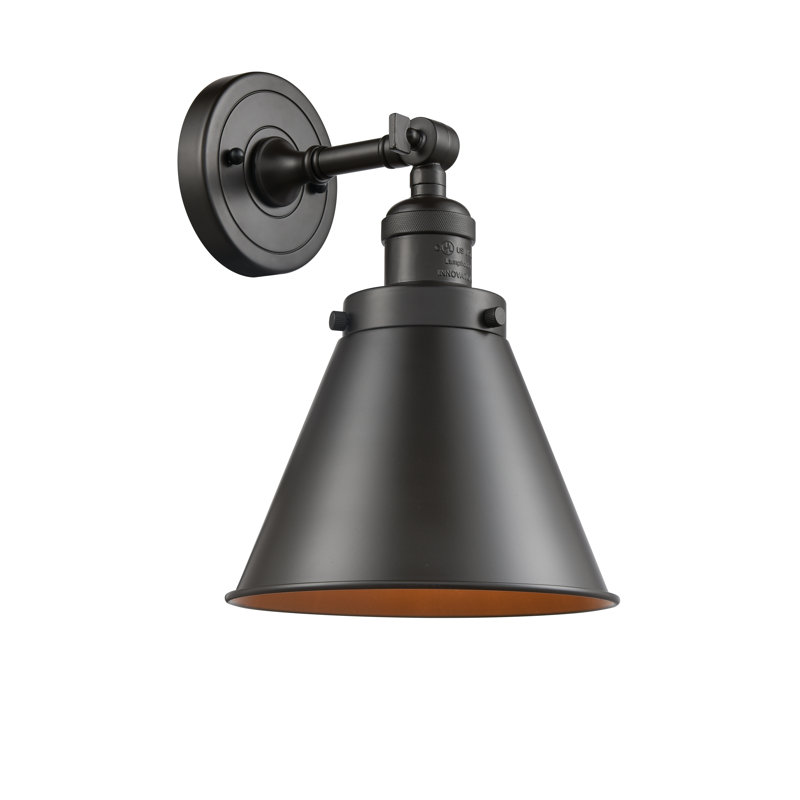 Applique murale à bras 1 lumière Estella, Ampoule incandescente rétro de 60 watts, Bronze huilé, Bronze huilé