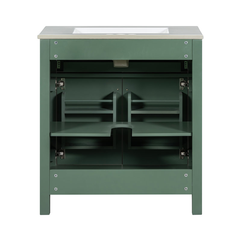 Ensemble de meuble-lavabo moderne avec lavabos doubles, lavabos doubles, tablette réglable, portes à fermeture en douceur et tiroir rabattable